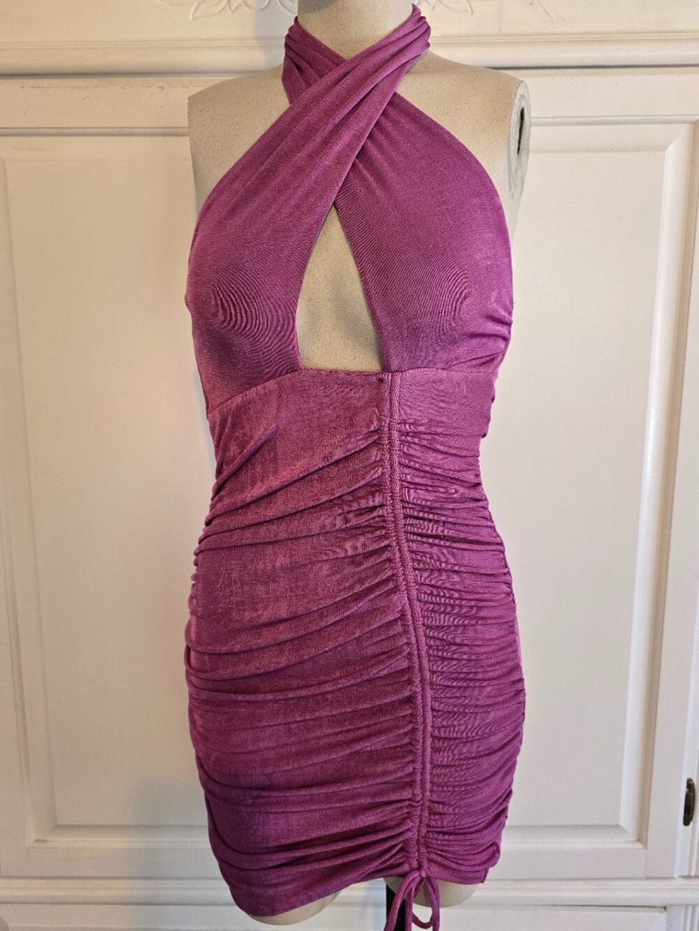 Princess Polly Ruched Halter Mini Dress, Size 2
